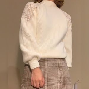 RESERVED | White Sweater with Laced Shoulder
